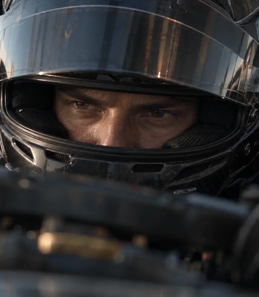 Pilote casqué dans son cockpit